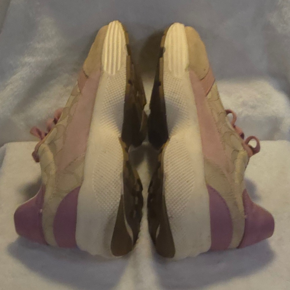 Coach CitySole Runner Pink Signature Monogram Leather Suede Sneakers G5057 9B - Picture 3 of 7